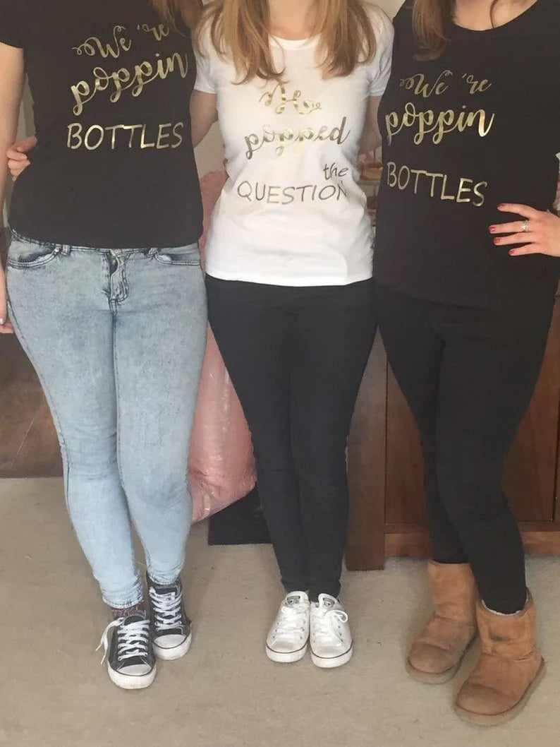 Hen Party Personalised T Shirts - Bride Tribe - Team Bride - Bride Squad - I do Crew - He Popped The Question