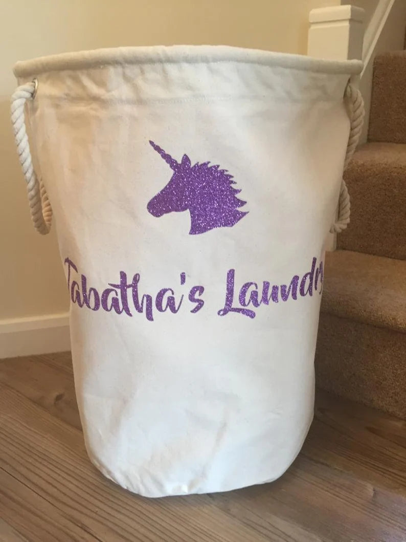 Personalised Unicorn Laundry Bag - Personalised Toy Bag - Storage Bag - Knitting Bag - Log Storage - Dog Toy Bag - Laundry - Trug - Shoe Bag