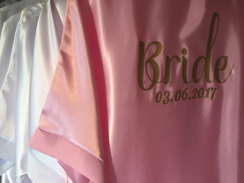 Bridesmaid Dressing Gown - Personalised Bride Gown - Bridesmaid Gift - Satin Gown- Personalised Wedding Favour - Personalised Wedding Gift