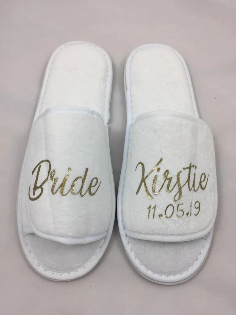 Bride Slippers - Personalised Slippers - Bridal Gift - Personalised Bride - Wedding Slippers - Personalised Wedding Gift - Bride Momento