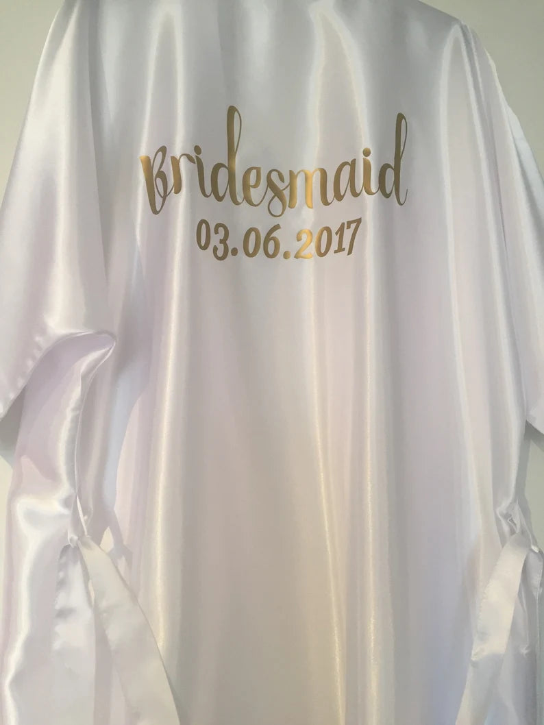 Bridesmaid Dressing Gown - Personalised Bride Gown - Bridesmaid Gift - Satin Gown- Personalised Wedding Favour - Personalised Wedding Gift