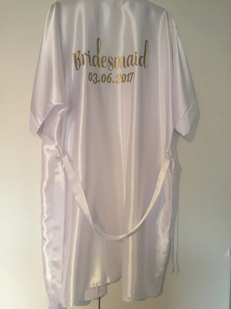 Bridesmaid Dressing Gown - Personalised Bride Gown - Bridesmaid Gift - Satin Gown- Personalised Wedding Favour - Personalised Wedding Gift