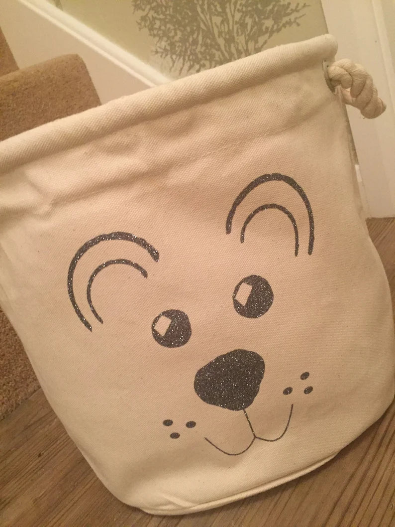 Bear Storage Bag - Toy Storage - Personalised Toy Bag - Knitting Bag - Toy Basket - Dog Toy Bag - Laundry Bag - Trug - Kids Toy Bag - Toys