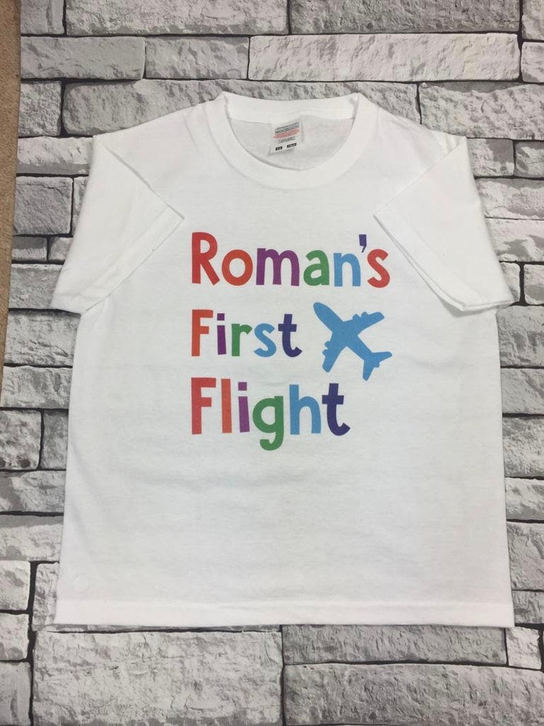 Children's Personalised First Flight T Shirt - Children's T-Shirts - Boys T-Shirt - Girls T-Shirt - Kids Tops - Kids Tees - Baby Tees