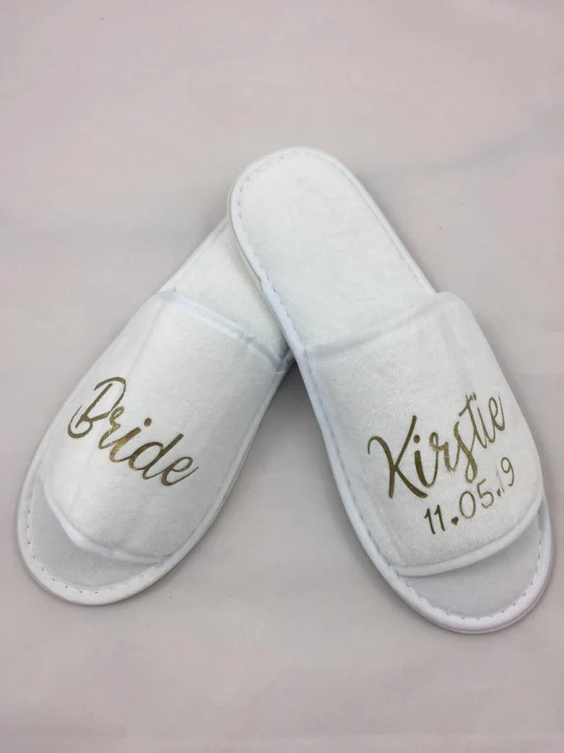 Bride Slippers - Personalised Slippers - Bridal Gift - Personalised Bride - Wedding Slippers - Personalised Wedding Gift - Bride Momento