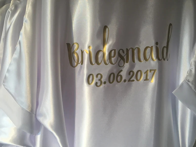 Bridesmaid Dressing Gown - Personalised Bride Gown - Bridesmaid Gift - Satin Gown- Personalised Wedding Favour - Personalised Wedding Gift