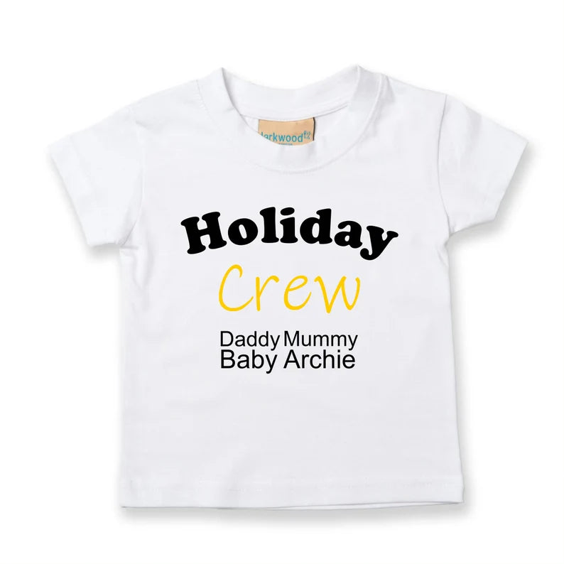 Children's Personalised Holiday Crew T Shirt - Children's T-Shirts - Boys T-Shirt - Girls T-Shirt - Kids Tops - Kids Tees - Matching Tees