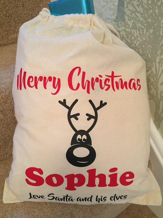 Personalised Christmas Sack, Childrens Christmas Toy Sack, Kids Christmas Present Sack, Santa Sack, Father Christmas Sack, Present Sack