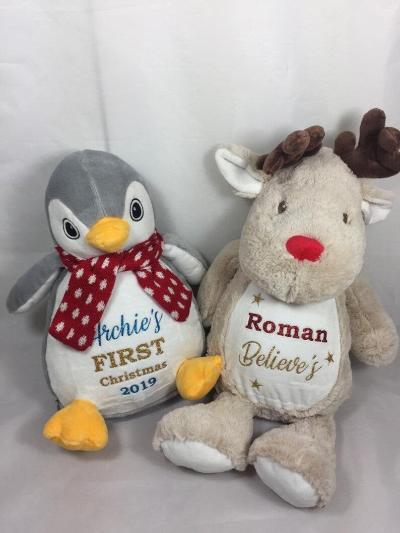 Personalised Reindeer Soft Toy - Childrens Reindeer plush - Christmas Reindeer Soft Toy - Christmas Toy - Personalised Christmas Toy