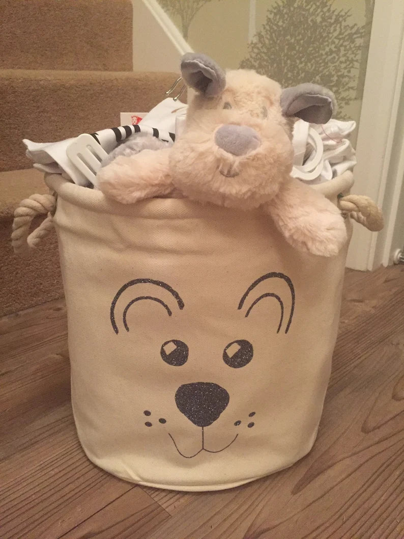 Bear Storage Bag - Toy Storage - Personalised Toy Bag - Knitting Bag - Toy Basket - Dog Toy Bag - Laundry Bag - Trug - Kids Toy Bag - Toys