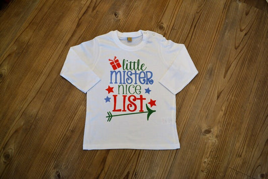 Little Mister Nice List Kids Tee - Christmas Clothing - Christmas T-shirt - Kids Tee - Christmas Outfit - Holiday Season - Kids Christmas