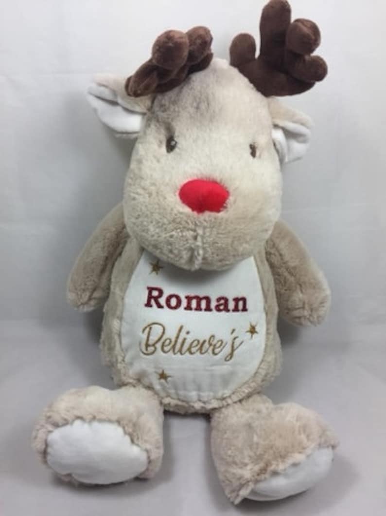 Personalised Snowman Soft Toy & Pyjama Storage - Christmas Pyjamas - Reindeer Plush - Christmas Reindeer Soft Toy - Reindeer Teddy - Cute