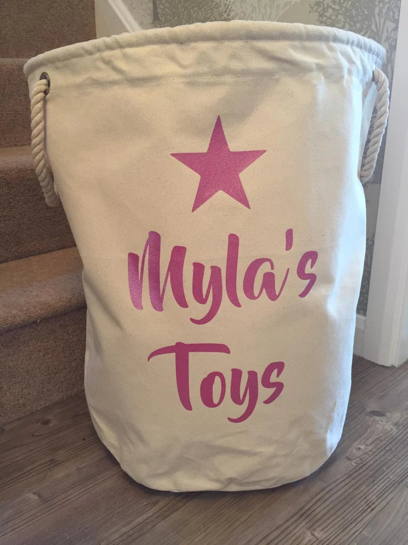 Children's Storage Bag - Toy Storage - Personalised Toy Bag - Knitting Bag - Toy Basket - Dog Toy Bag - Laundry Bag - Trug - Kids Toy Bag