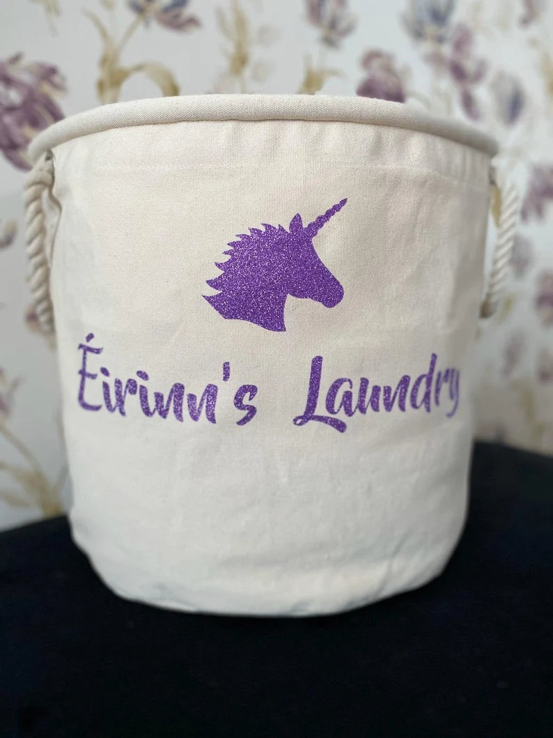 Personalised Unicorn Laundry Bag - Personalised Toy Bag - Storage Bag - Knitting Bag - Log Storage - Dog Toy Bag - Laundry - Trug - Shoe Bag