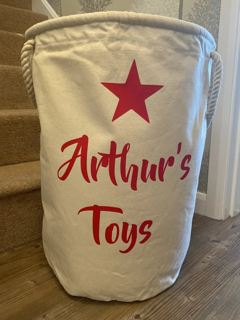 Children's Storage Bag - Toy Storage - Personalised Toy Bag - Knitting Bag - Toy Basket - Dog Toy Bag - Laundry Bag - Trug - Kids Toy Bag