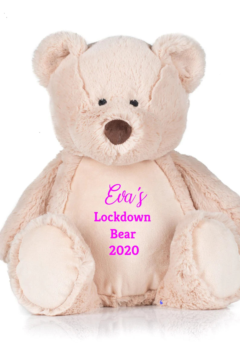 Personalised Brown Bear Soft Toy - Teddy Bear - Soft Toy - Bear Plush Toy- Baby Toy - Childs Toy - New Baby - Isolation Present - Birthday