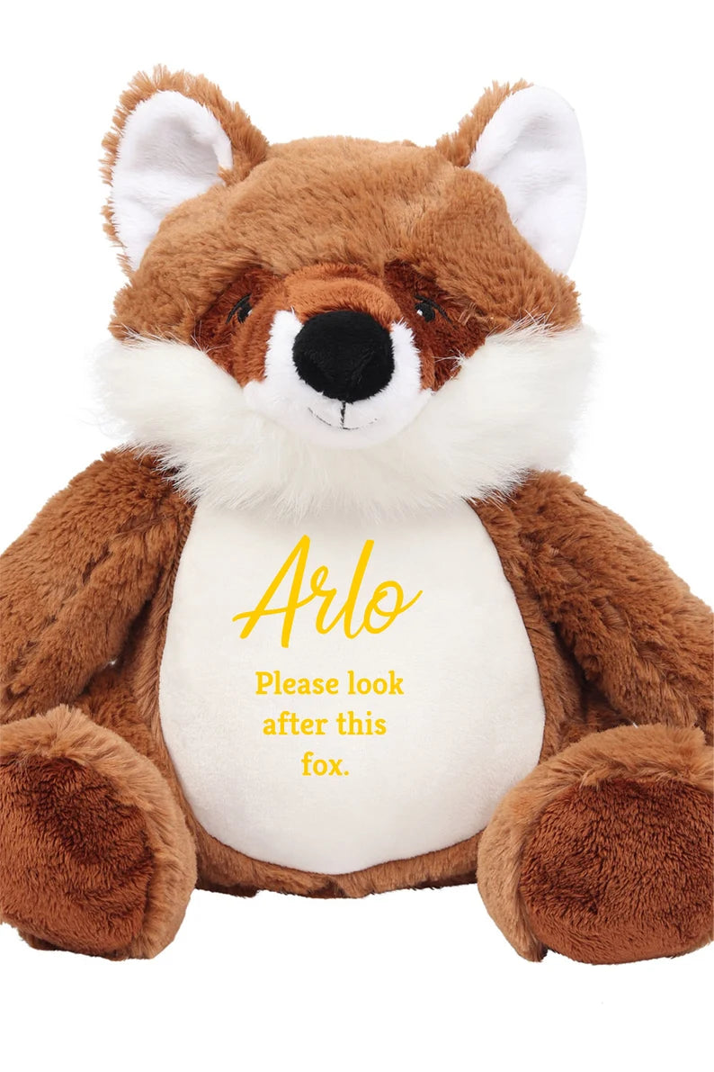 Personalised Fox Soft Toy - Teddy Bear - Soft Toy - Bear Plush Toy- Baby Toy - Childs Toy - New Baby - Isolation Present - Birthday