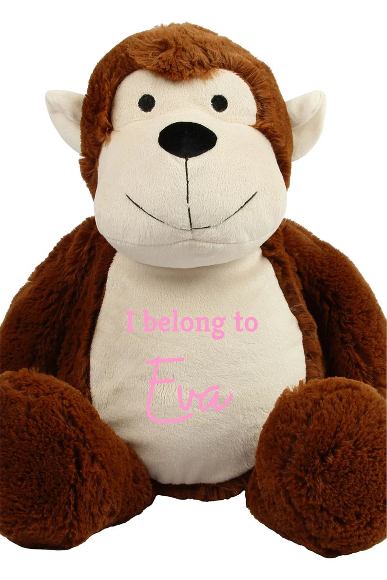 Personalised Monkey Soft Toy - Teddy Bear - Soft Toy - Bear Plush Toy- Baby Toy - Childs Toy - New Baby - Isolation Present - Birthday