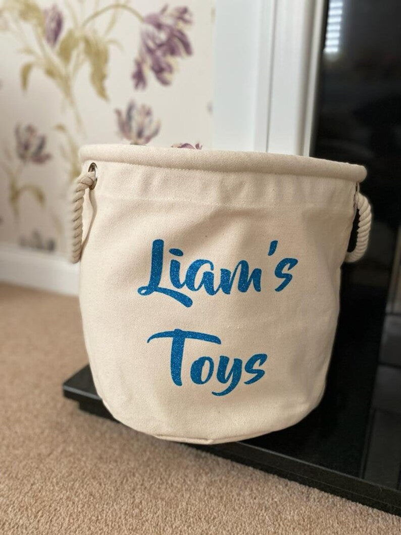 Children's Storage Bag - Toy Storage - Personalised Toy Bag - Knitting Bag - Toy Basket - Dog Toy Bag - Laundry Bag - Trug - Kids Toy Bag