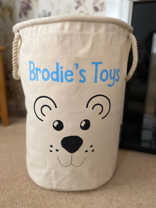 Bear Storage Bag - Toy Storage - Personalised Toy Bag - Knitting Bag - Toy Basket - Dog Toy Bag - Laundry Bag - Trug - Kids Toy Bag - Toys