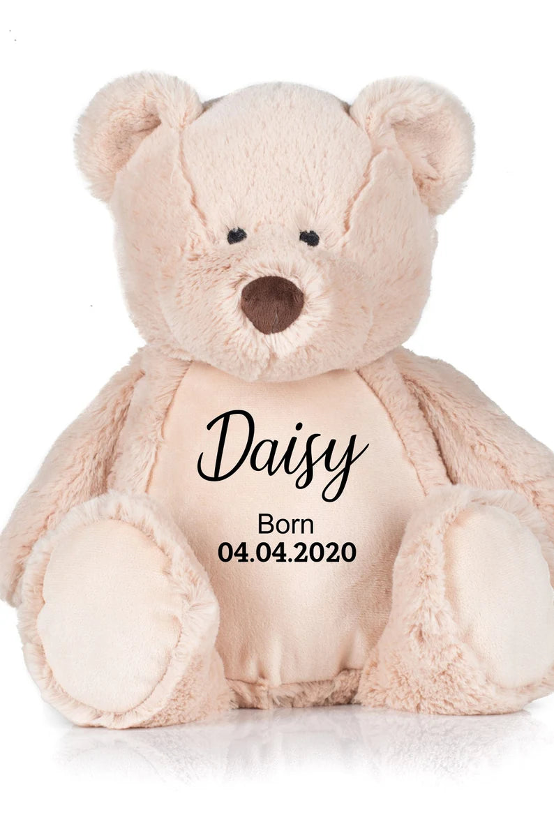 Personalised Brown Bear Soft Toy - Teddy Bear - Soft Toy - Bear Plush Toy- Baby Toy - Childs Toy - New Baby - Isolation Present - Birthday