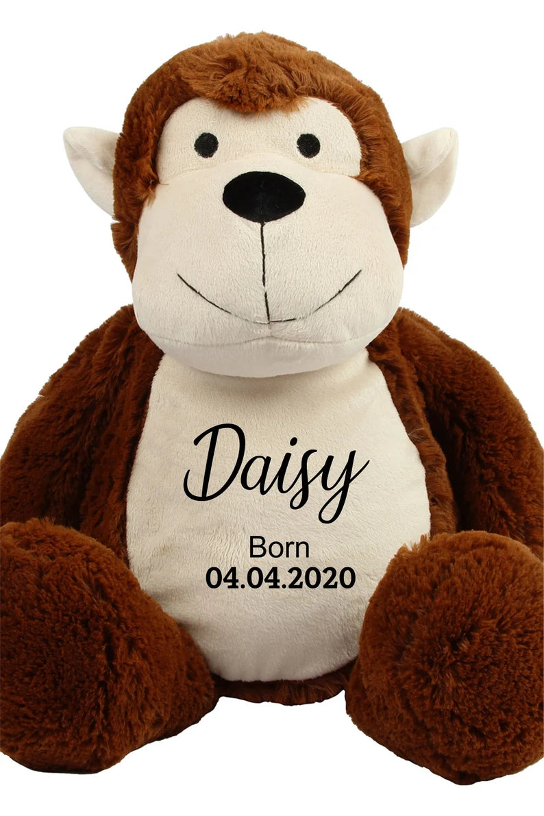 Personalised Monkey Soft Toy - Teddy Bear - Soft Toy - Bear Plush Toy- Baby Toy - Childs Toy - New Baby - Isolation Present - Birthday