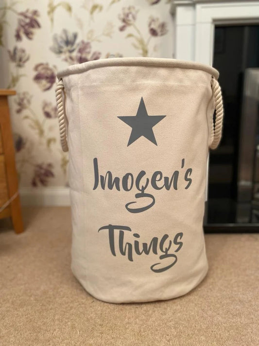 Children's Storage Bag - Toy Storage - Personalised Toy Bag - Knitting Bag - Toy Basket - Dog Toy Bag - Laundry Bag - Trug - Kids Toy Bag