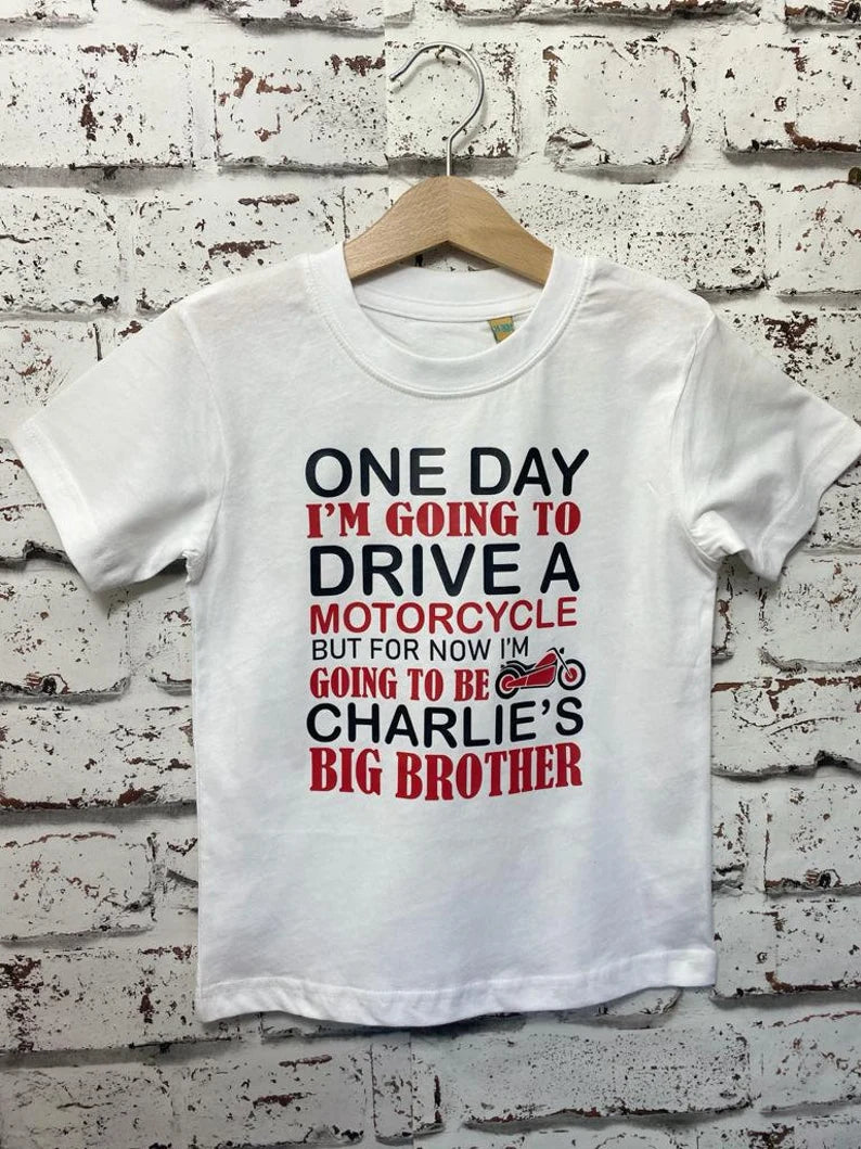 Big Brother Motorcycle T Shirt - Children's T-Shirts - Boys T-Shirt - Girls T-Shirt - Kids Tops - Kids Tee - Baby Tees-Toddler Tees- Sibling