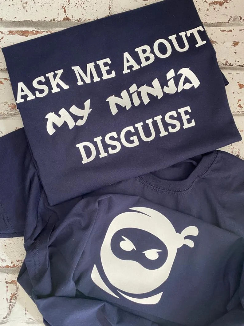 Matching Ninja Disguise Tshirts - Twinning Set - Father T-Shirt - Matching T Shirts - Father and Son T-Shirts Sets, Dads T-Shirts - Ninja