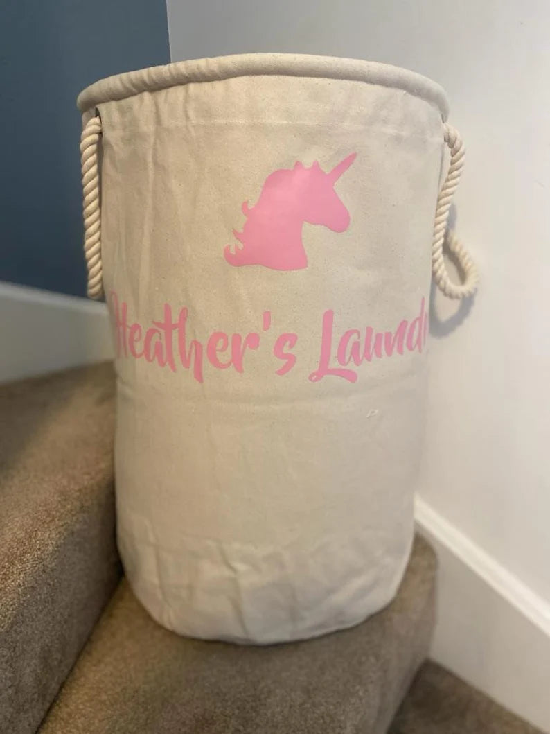 Personalised Unicorn Laundry Bag - Personalised Toy Bag - Storage Bag - Knitting Bag - Log Storage - Dog Toy Bag - Laundry - Trug - Shoe Bag