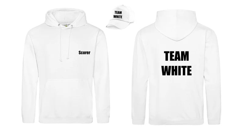 Personalised Netball Team White Hoodie & Cap - Netball Official - Umpire - Player -Netball Gift -Netty Gift - Team -Present - Sports Apparel