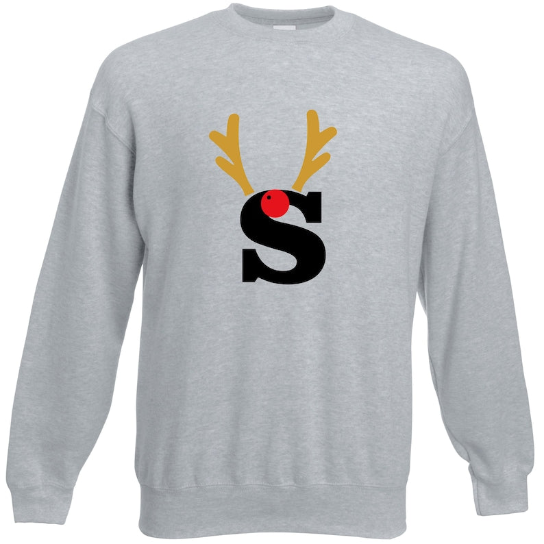 Personalised Adult Reindeer Initial Jumper - Adult Sweatshirt - Adult Sweater - Personalised Jumper - Matching - Christmas - Xmas -Reindeer