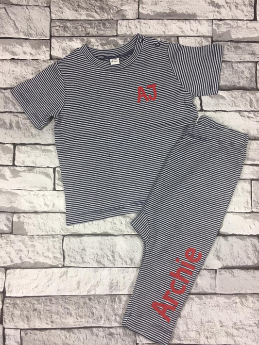 Personalised Baby Striped Tshirt - Baby Loungewear - Lounging Set - Tracksuit - Baby Hoodie - Baby Leggings - Personalised Babywear