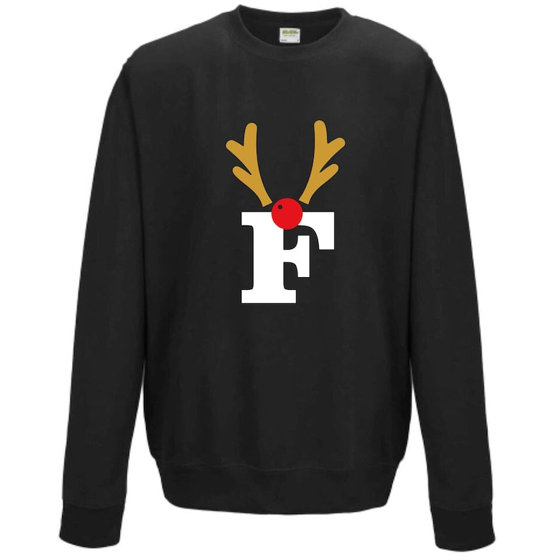 Personalised Adult Reindeer Initial Jumper - Adult Sweatshirt - Adult Sweater - Personalised Jumper - Matching - Christmas - Xmas -Reindeer