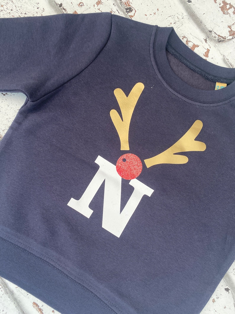 Personalised Adult Reindeer Initial Jumper - Adult Sweatshirt - Adult Sweater - Personalised Jumper - Matching - Christmas - Xmas -Reindeer