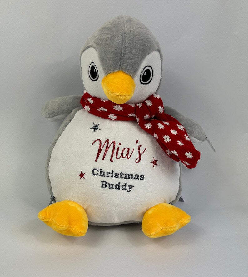 Personalised Penguin Soft Toy & Pyjama Storage - Christmas Pyjamas - Reindeer Plush - Christmas Penguin Soft Toy - Reindeer Teddy - Cute