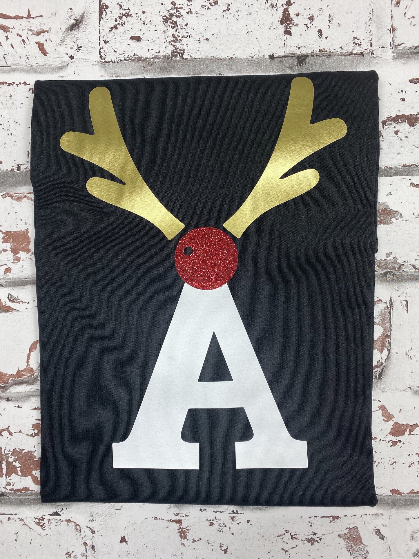 Personalised Adult Reindeer Initial Tshirt